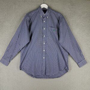 Ralph Lauren Blake Button Down Shirt Adult Medium Plaid Pony Preppy Office Blue